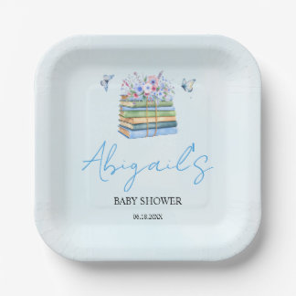 Watercolor New Chapter Begins baby boy shower Pappteller