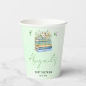 Watercolor New Chapter Begins green baby shower Pappbecher (Rückseite)