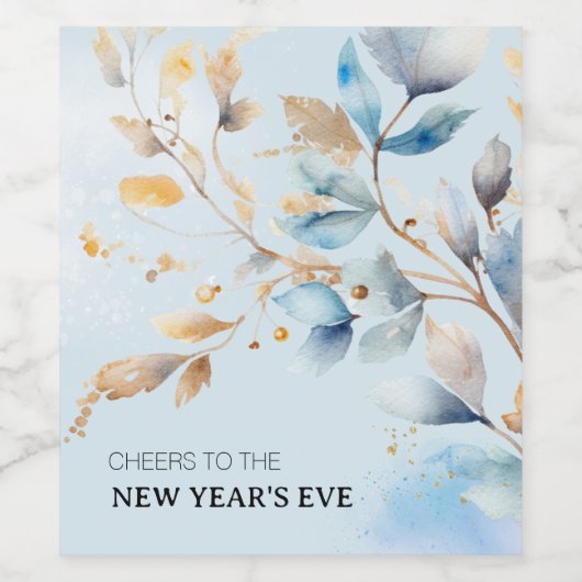 Watercolor New Year's Eve Party Weinetikett (Einzelnes Label)
