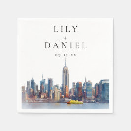 Watercolor New York City Hochzeit in Urlaubsort Serviette