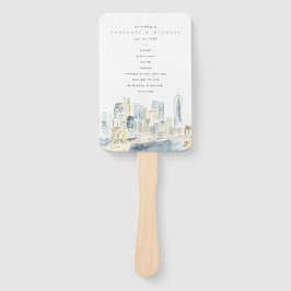 Watercolor New York City Skyline Wedding Program Fächer