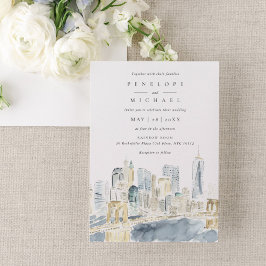 Watercolor New York City USA Hochzeit in Urlaubsor Einladung