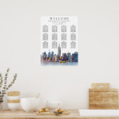 Watercolor New York City Wedding Chart Poster (Küche)