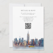 Watercolor New York Skyline QR Code Wedding Einladung (Rückseite)