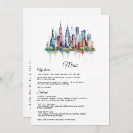 Watercolor New York Wedding Menükarte