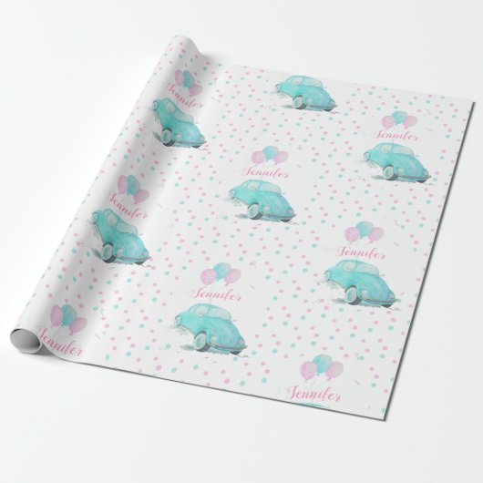 Watercolor Niedlich Car Baby Duschpapier Geschenkpapier (Ungerollt)