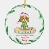 Watercolor Niedlich Cavalier King Charles Spaniel Keramik Ornament (Vorne)
