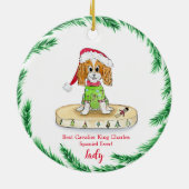 Watercolor Niedlich Cavalier King Charles Spaniel Keramik Ornament (Hinten)