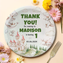 Watercolor Niedlich Dragon Birthday Paper Teller