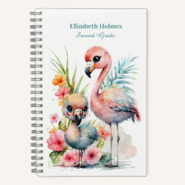Watercolor Niedlich Flamingos Spiral Notebook Notizblock