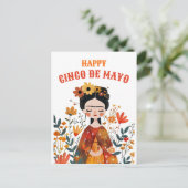 Watercolor Niedlich Frida Kahlo Happy Cinco de May Postkarte (Stehend Vorderseite)