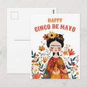 Watercolor Niedlich Frida Kahlo Happy Cinco de May Postkarte (Vorne/Hinten)