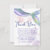 Watercolor Niedlich Mermaid Schwanz Vielen Dank Dankeskarte (Vorderseite)