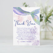 Watercolor Niedlich Mermaid Schwanz Vielen Dank Dankeskarte (Stehend Vorderseite)