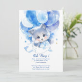Watercolor Niedlich Wolf Kinderdusche Einladung (Stehend Vorderseite)