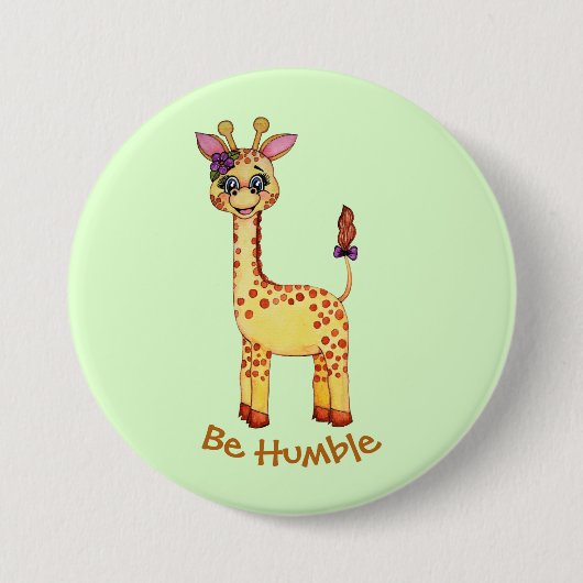 Watercolor-niedliche Baby-Giraffe Button (Vorderseite)