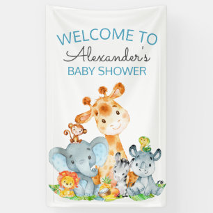 Watercolor-niedliche Safari-Dschungel-Baby-Dusche Banner