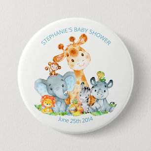 Watercolor-niedliche Safari-Dschungel-Baby-Dusche Button