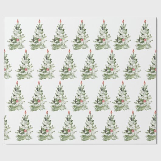 Watercolor niedliche Weihnachtsbaumumhüllungspapie Geschenkpapier (Flach)