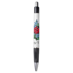 Watercolor-niedlicher Marienkäfer mit blauen Kugelschreiber