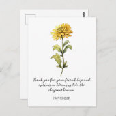 WATERCOLOR NOVEMBER CHRYSANTHEMUM BIRTH FLOWER POSTKARTE (Vorne/Hinten)