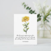 WATERCOLOR NOVEMBER CHRYSANTHEMUM BIRTH FLOWER POSTKARTE (Stehend Vorderseite)