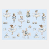 Watercolor Nutcracker Blaues Muster Weihnachten Geschenkpapier Set (Vorderseite)