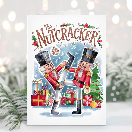 Watercolor Nutcracker Funny Christmas Card Feiertagskarte