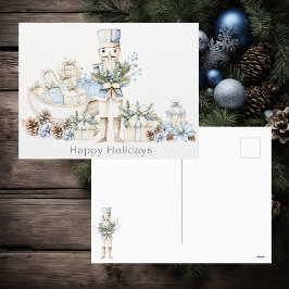 Watercolor Nutcracker Happy Holidays Postcard Feiertagspostkarte