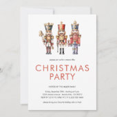 Watercolor Nutcracker Minimales Weihnachtsfest Par Einladung (Vorderseite)