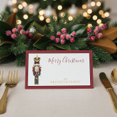 Watercolor Nutcracker Red Merry Christmas Script Platzkarte