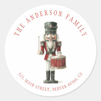 Watercolor nutcracker return address label runder aufkleber
