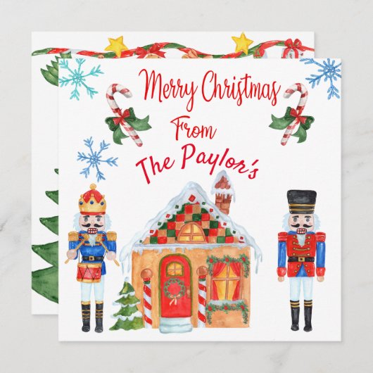 Watercolor Nutcracker Weihnachtskarte (Vorne/Hinten)