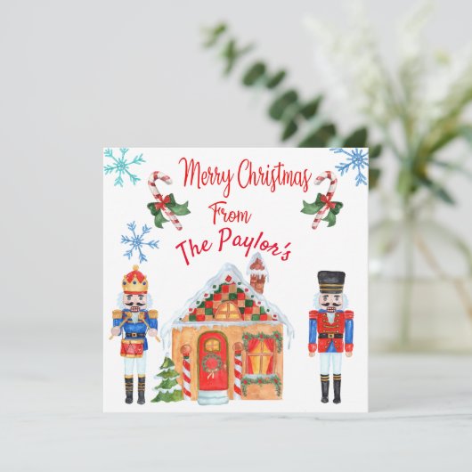 Watercolor Nutcracker Weihnachtskarte (Stehend Vorderseite)