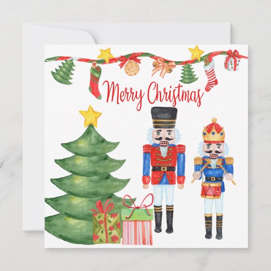 Watercolor Nutcracker Weihnachtskarte (Rückseite)