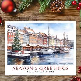 Watercolor Nyhavn Kopenhagen Dänemark Weihnachten