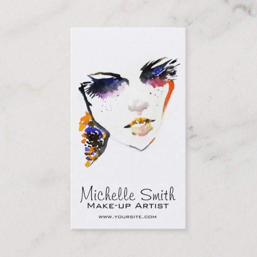 Watercolor-Oberfläche lange Striche Make-up Künstl Visitenkarte (Vorderseite)