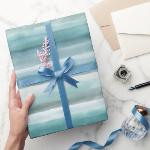 Watercolor Ocean Aquamarin Stripes Wrapping Paper Geschenkpapier