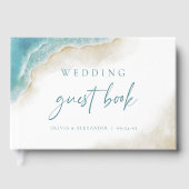 Watercolor Ocean Beach Destination Wedding Gästebuch (Vorderseite)