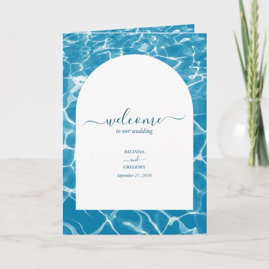 Watercolor Ocean Beach Hochzeitsorden Programm (Vorderseite)