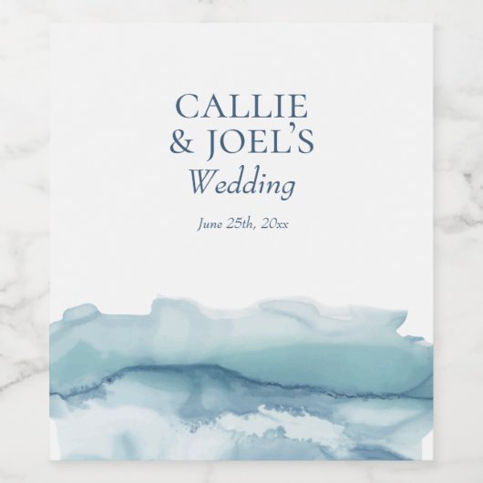 Watercolor Ocean Beach Hochzeitsweinetiketten Weinetikett (Einzelnes Label)