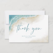 Watercolor Ocean Beach Summer Wedding Dankeskarte (Vorderseite)