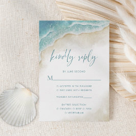 Watercolor Ocean Beach Summer Wedding RSVP Karte