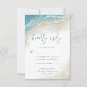 Watercolor Ocean Beach Summer Wedding RSVP Karte (Vorderseite)