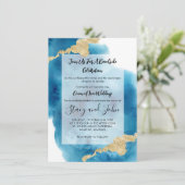 Watercolor Ocean Beach Tropical Island Wedding Einladung (Stehend Vorderseite)