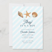 Watercolor Ocean Blue Boy Baby Shower Einladung (Vorderseite)