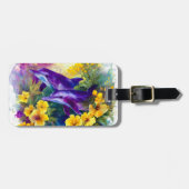 Watercolor Ocean Dolphins Tropical Flowers Gepäckanhänger (Vorderseite horizontal)