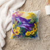 Watercolor Ocean Dolphins Tropical Flowers Kissen (Decke)
