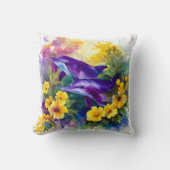 Watercolor Ocean Dolphins Tropical Flowers Kissen (Vorderseite)