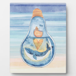 Watercolor Ocean Light Bulle Humpback Whale Fotoplatte